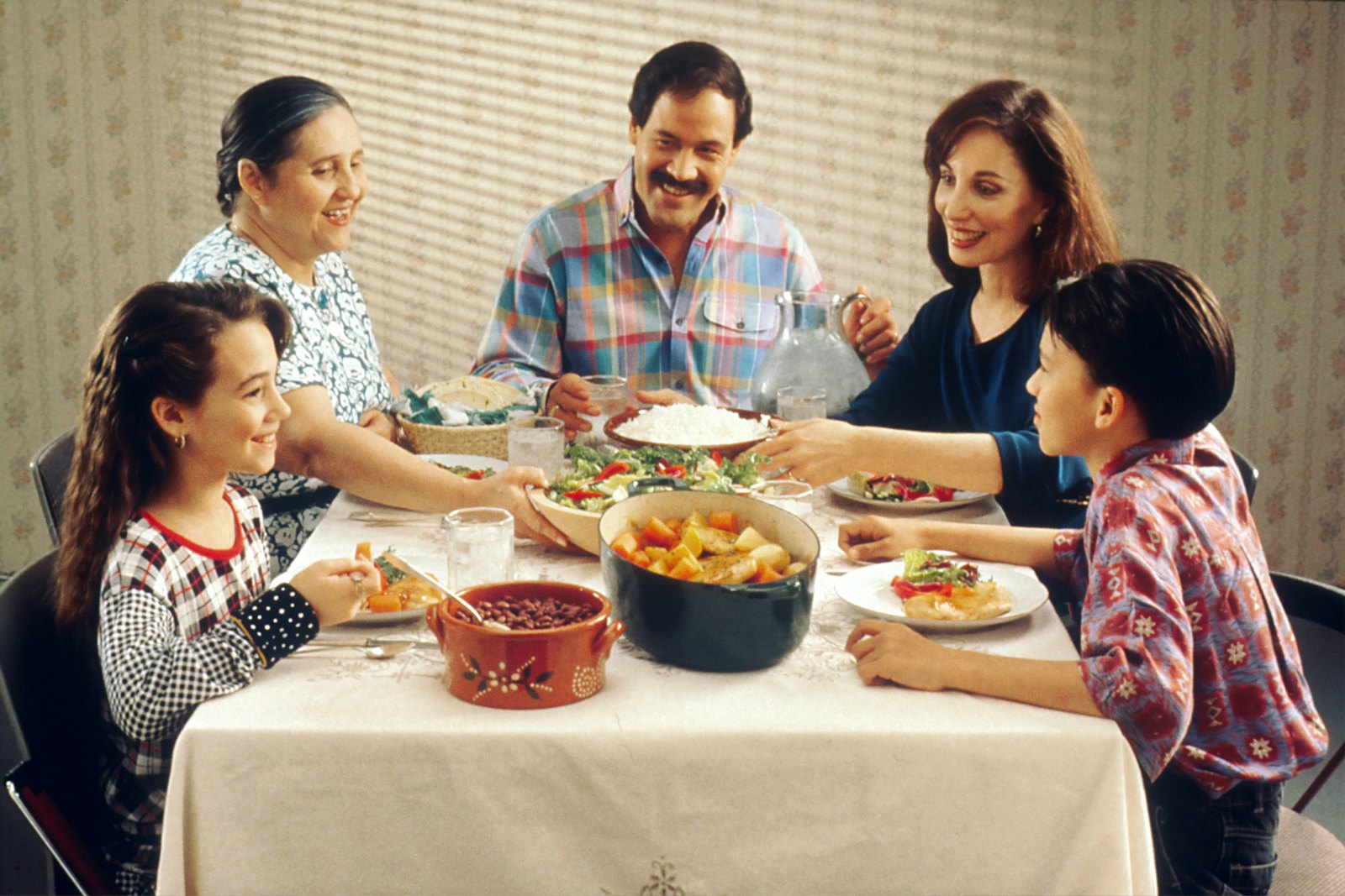 A family eating dinner together