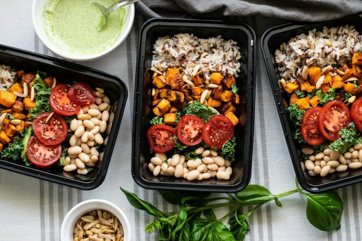 Fresh meals packed in containers